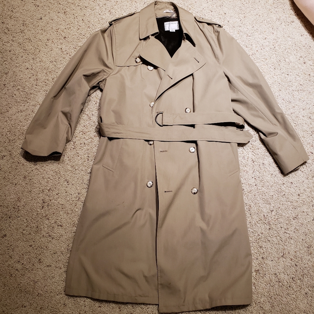 Mens Khaki Military Style Trench Coat 42L